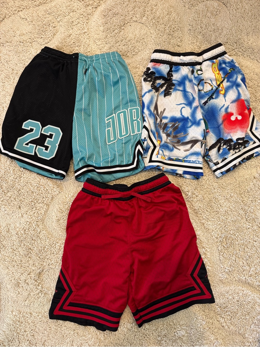 Jordan Kids' Teal/Black, Red & Multi Basketball Shorts Pack